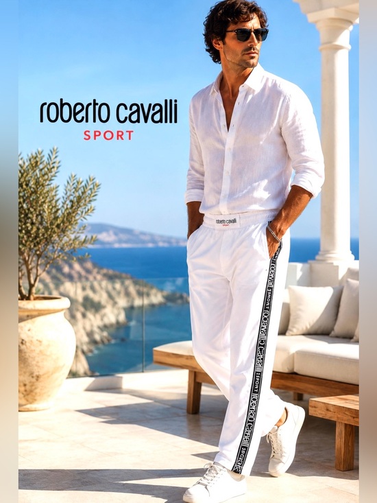Roberto Cavalli Other - Roberto Cavalli Sport White Track Pants – Luxury Italian Athleisure Men’s Size L